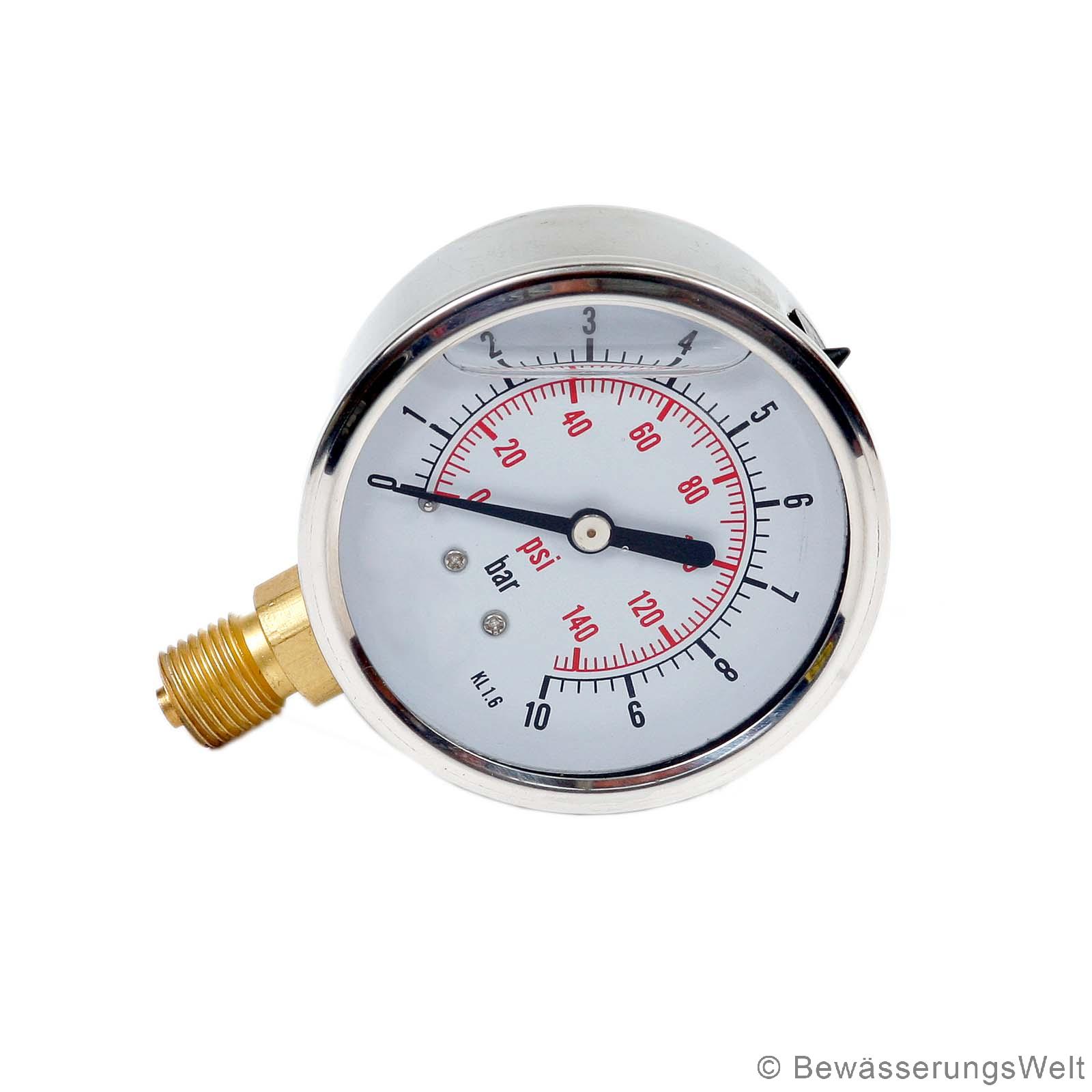 Manometer aus Edelstahl 0-10 BAR